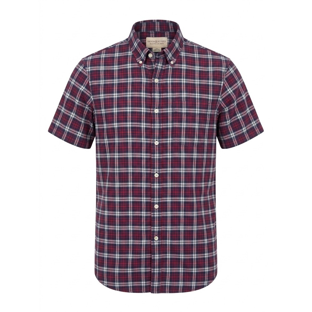 Vintage Denim & Supply Ralph Lauren M Plaid Short Sleeve Button Down Shirt Red